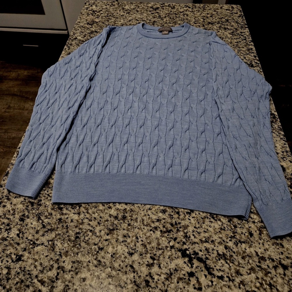 Daniel Cremieux Blue 100% Marino Wool Mens Sweater Large Classic Preppy Money - Picture 4 of 6